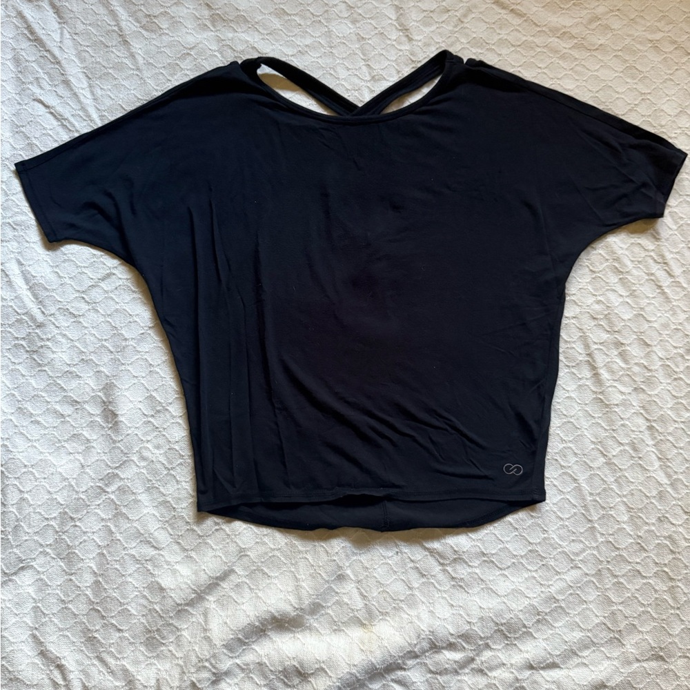CALIA black oversized cross back top